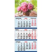 Календарь трехсекц. 2025 295*730 КТ-25-261 Цветы. Нежные пионы